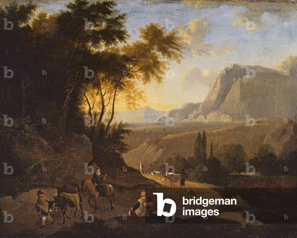 Immagine di Dipinto "paesaggio montano con figure", 17th Secolo di Dutch School