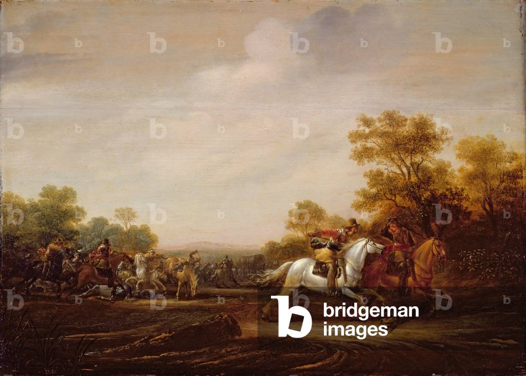 Immagine di Dipinto "Un Skirmish di Cavalleria", 17th Secolo di Abraham van der Hoef