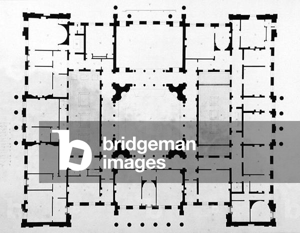 Plan of the Bedchamber floor of a house (pen and black ink with grey washes)