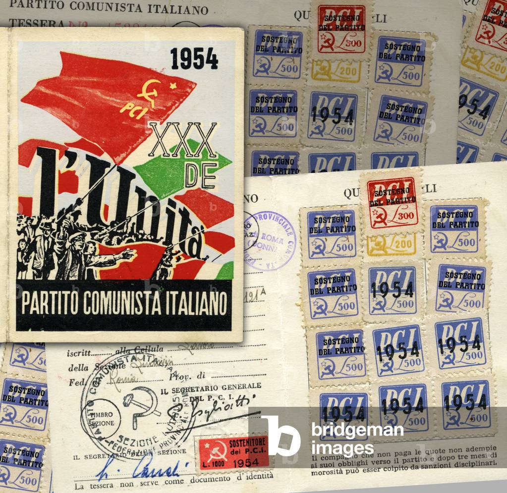 "Mitgliedskarte an die Kommunistische Partei Italiens (PCI)" 1954