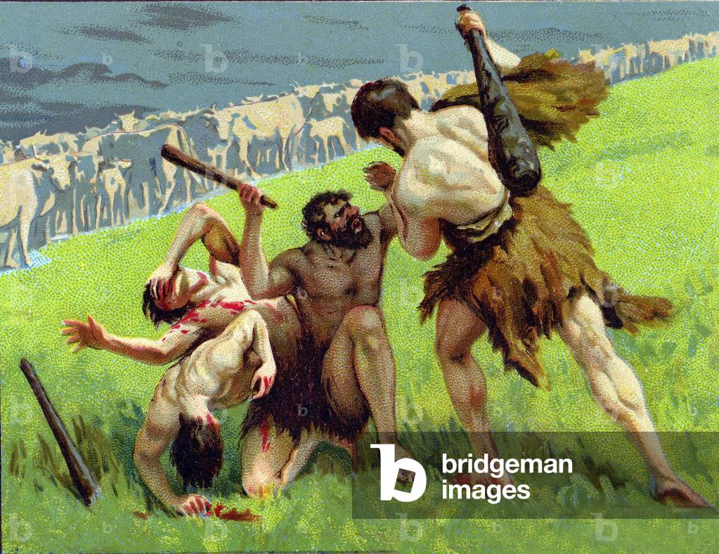 Le dodici opere di Ercole: Ercole ruba i buoi di Geryon per riportarli in Grecia. Cromolitografia, 1928