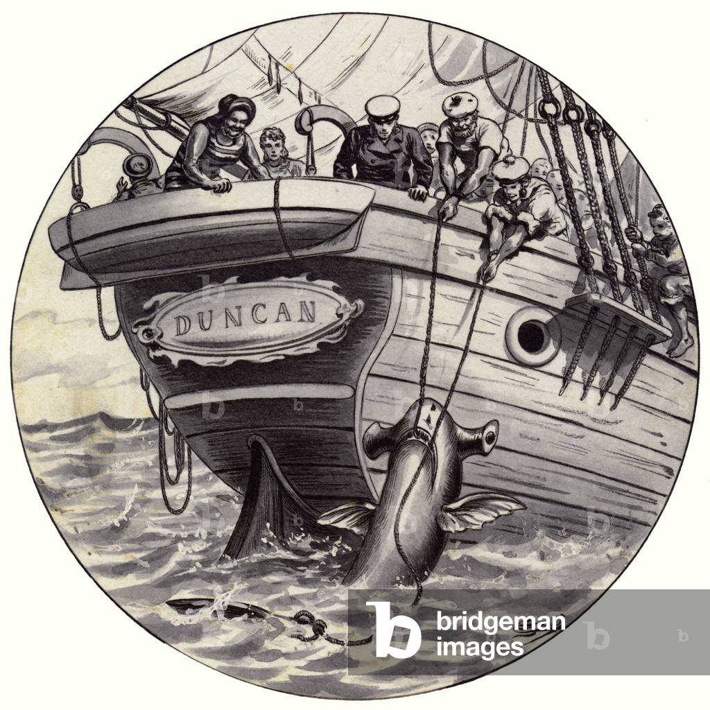 Image of The fishing of a huge fish. “" The Mysterious Island