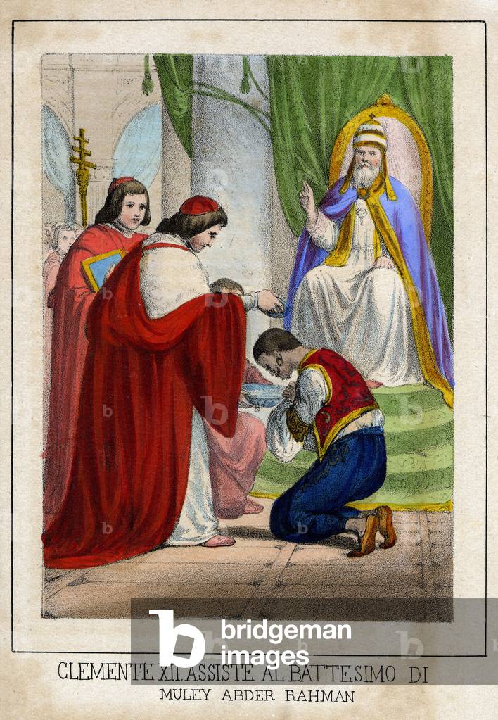 Image de Estampe représentant Lithographie à l'aquarelle représentant un épisode de la vie du Pape Clément XII