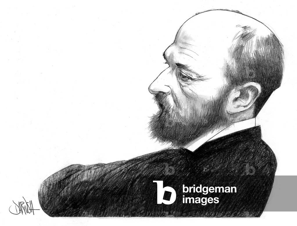 Image of Drawing depicting Henry James by Dariush Radpour, b/w