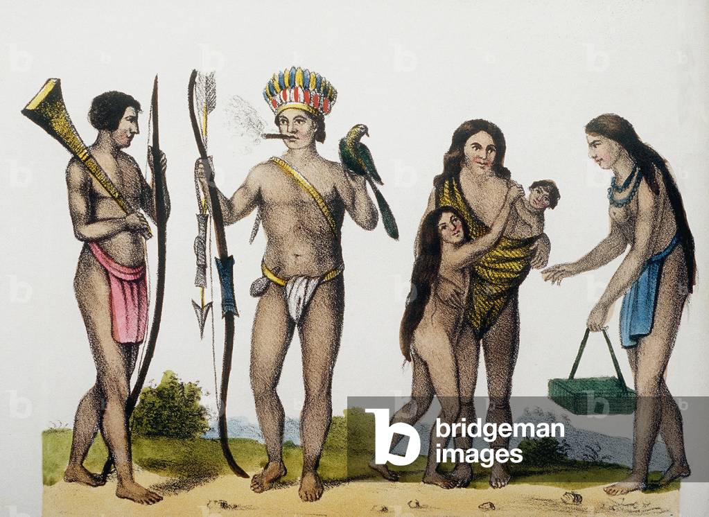 Immagine di Stampa "Famiglia caraibica prima della conquista spagnola. Litografia dopo «» La Galleria universa