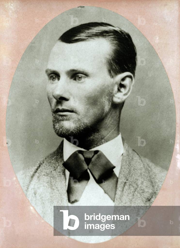 "Ritratto del criminale Jesse James (1847-1882) poco prima della sua morte. Fotografia 1882." 1882 di American