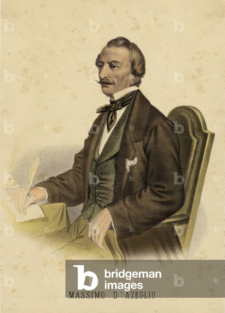 Risorgimento: ritratto del politico, scrittore e pittore italiano Massimo d'Azeglio (1798-1866). Litografia ci