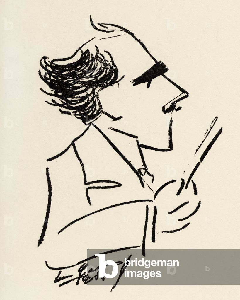 Arturo Toscanini (1867-1957) Direttore italiano in una caricatura di Enrico Caruso (tenore italiano).