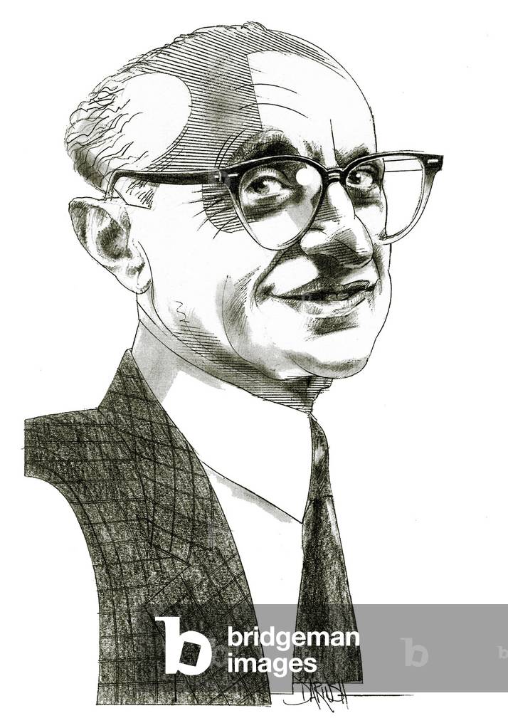 Image of Drawing depicting Milton Friedman by Dariush Radpour, b/w