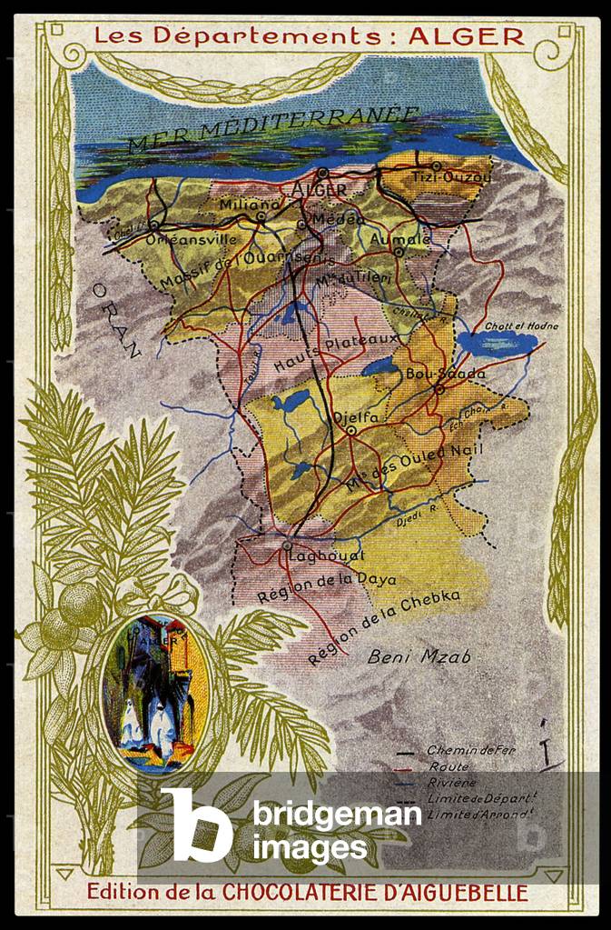 "Kolonialismus: Kartierung der Region Algier (Chromolithographie)" 1900