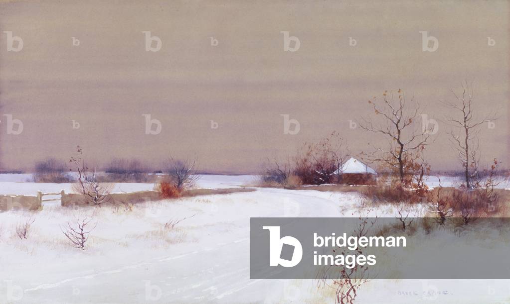 Schnee Szene in Land, c.1890 (w/c & gouache auf Papier)