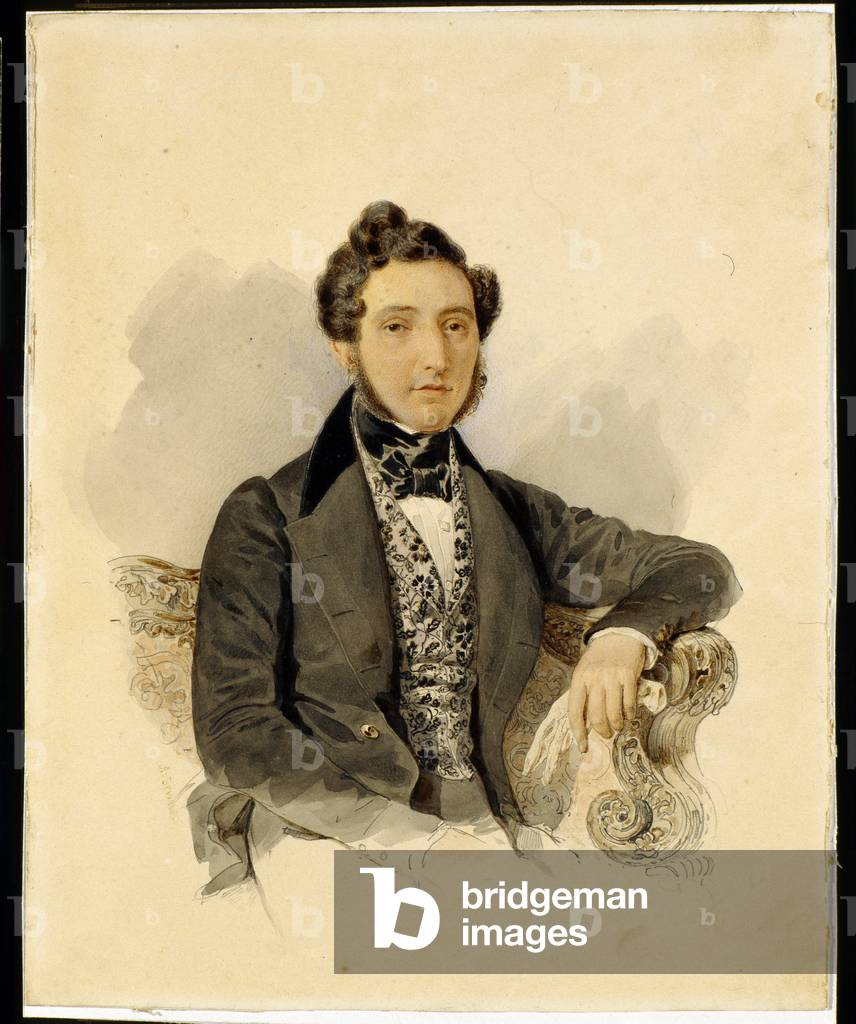 Portrait of Nikolay Mikhaylovich Donaurov (1806-1849), 1830-40 (watercolour on paper)