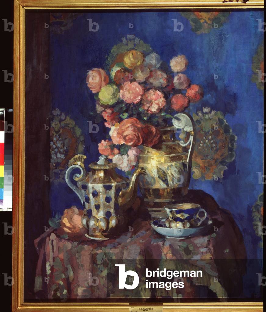 Still life with flowers, 20th century (tempera)