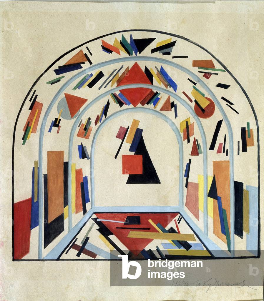 Suprematist Decor project for a piece of theater, 1923 (watercolour on paper)