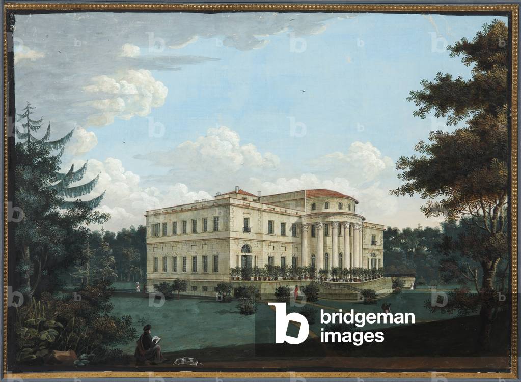 The Yelagin Palace at Saint Petersburg, 19th century (gouache on paper)