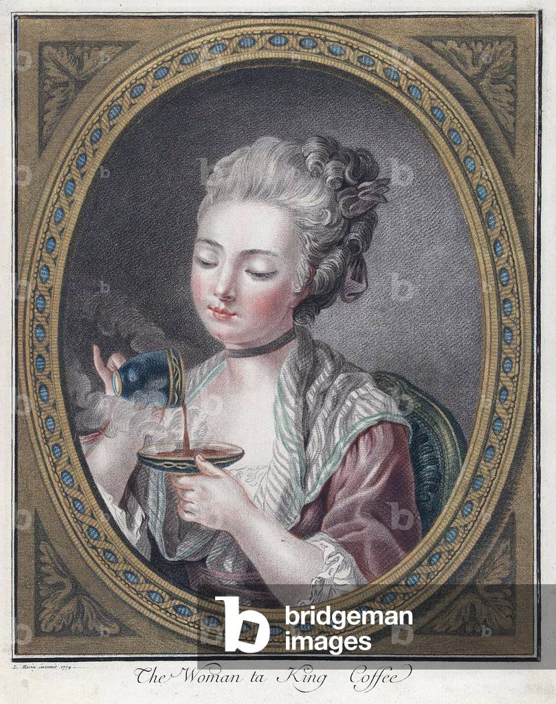 Woman Taking Coffee, 1774 (etching, watercolour)