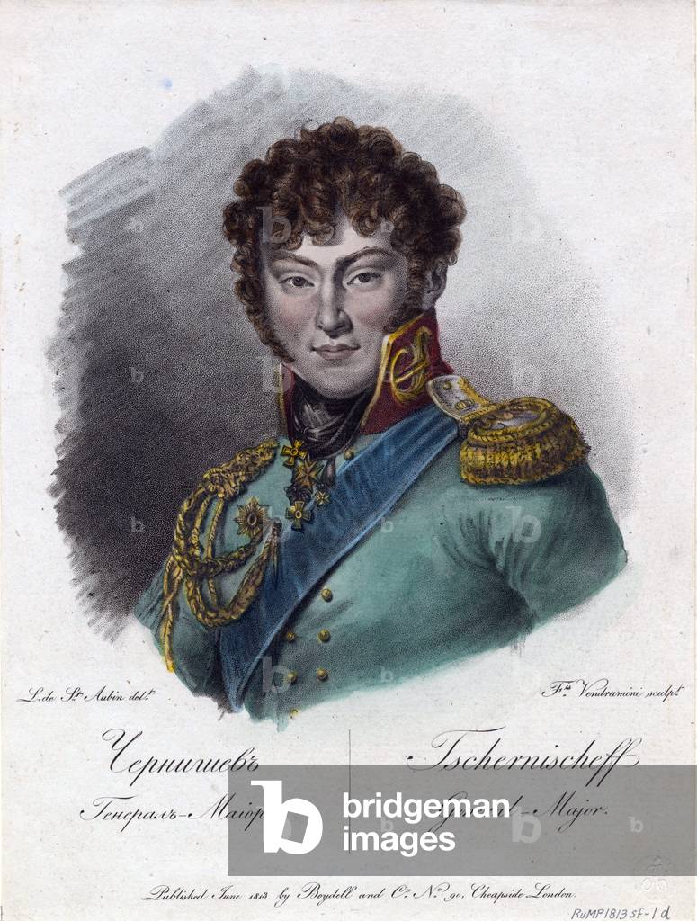 Portrait of Count Alexander Ivanovich Chernyshov, 1813 (etching, watercolour)