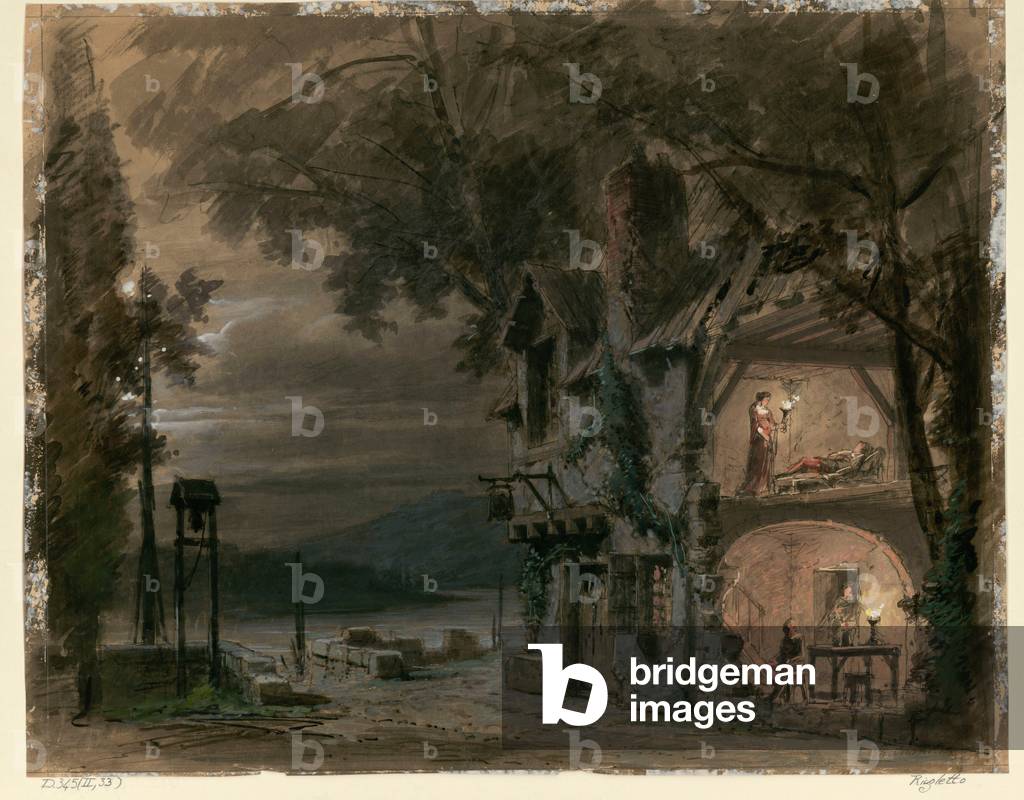Progettazione scenografica per l'opera Rigoletto di Giuseppe Verdi. Parigi, Teatro nazionale dell'Opera, 1885 