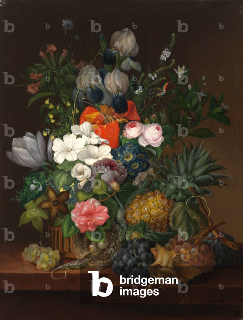 Still life with a lezard and flowers - Still Life with a Lizard and Flowers, 1826 (oil on canvas)