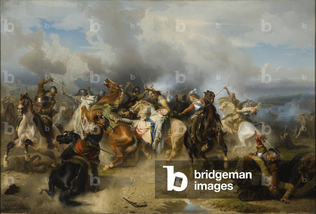 Der Tod von König Gustave II Adolphe de Suede (1594-1632), 1855 (Öl auf Leinwand)