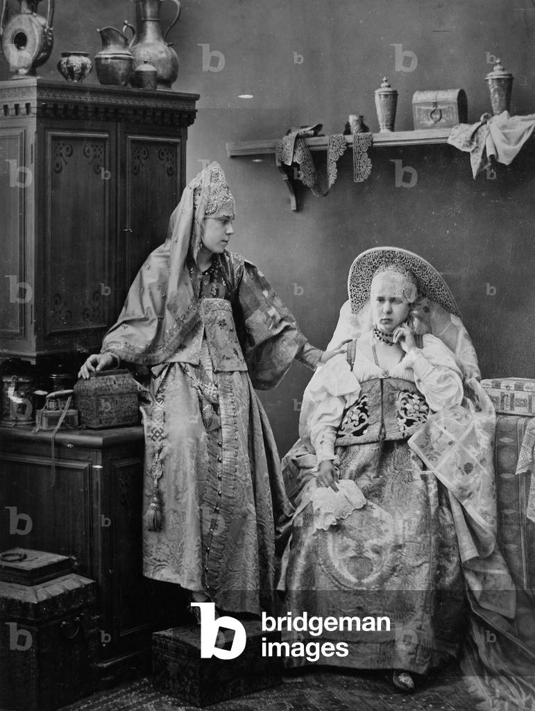 Girls in A Russian Dress, 1870s (photograph)