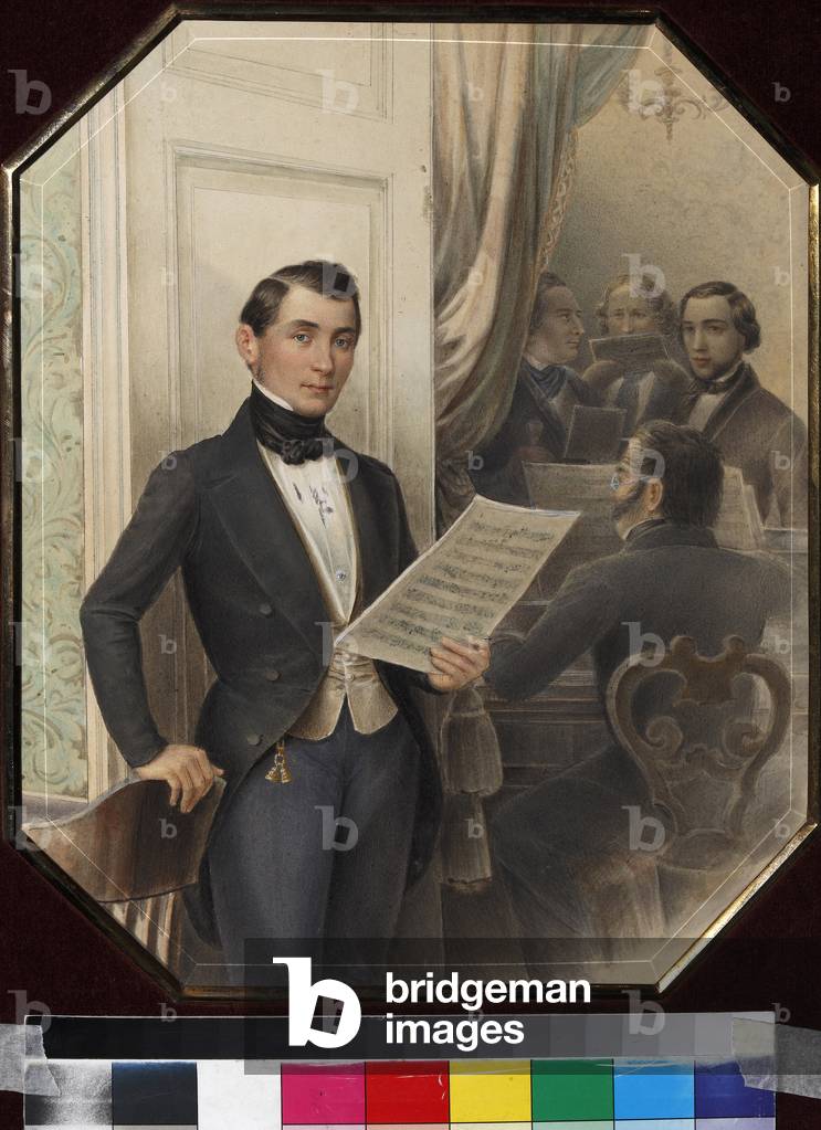 Musicians At A Rehearsal, 19th century (watercolour, ink and white colour on paper)