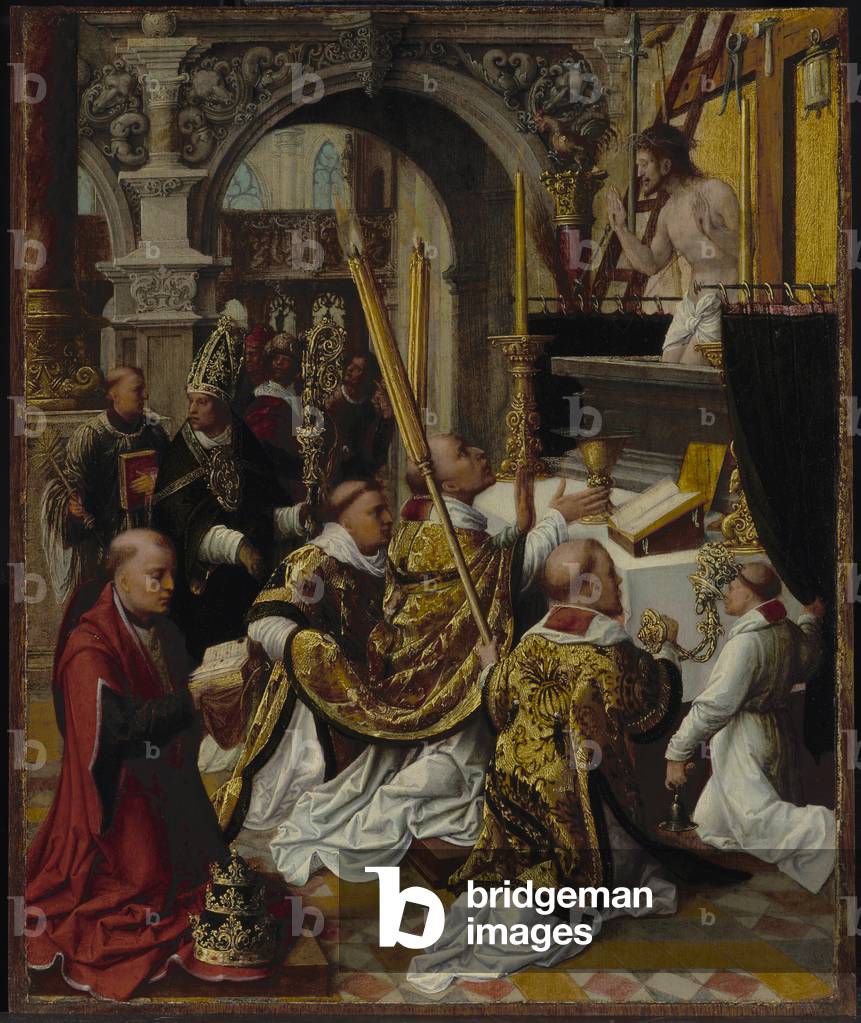Bild von Gemälde "Die Messe des hl. Gregor des Großen (540-604)" 1510 von Adriaen Isenbrandt or Isenbrant