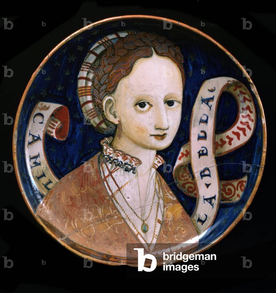 Cup decorated with a female face (Camilla bella), 1530-37