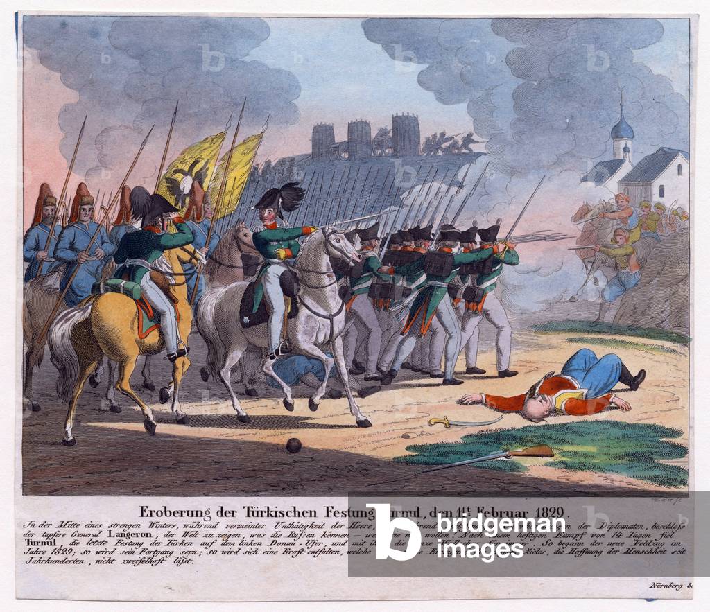 Russo-Turkish War of , 1828-29 (colour lithograph)