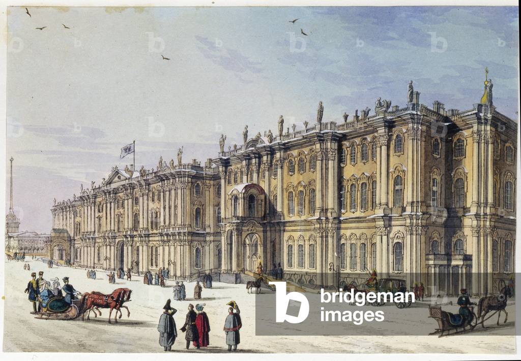 Exterior view of the Saint Petersburg winter palace (Marie Taglioni album), 19th century (watercolour)