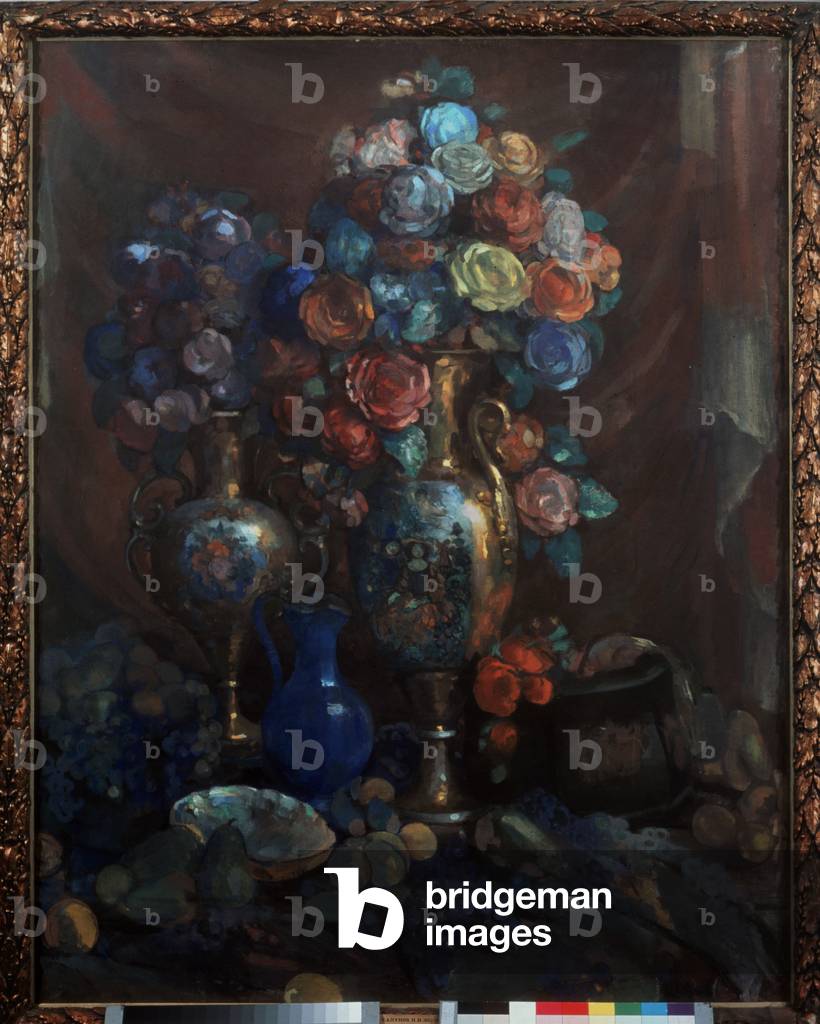 Natura morta (vasi, fiori e frutta), 1912 (tempera)