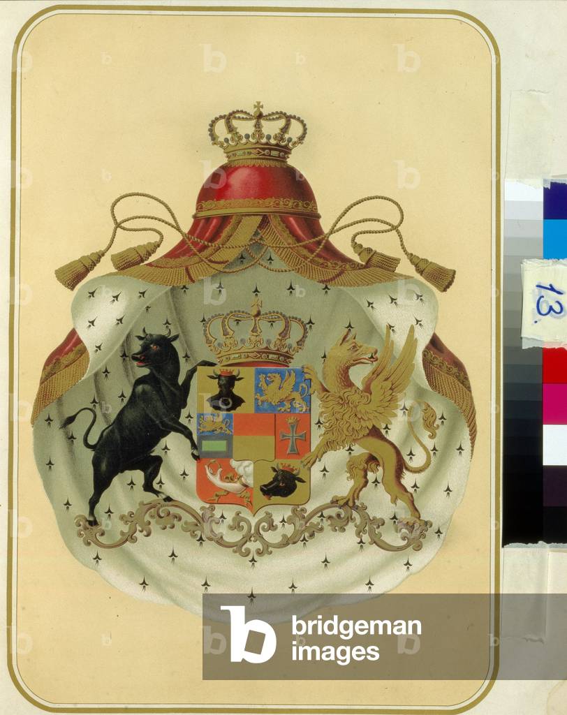 The coat of arms of the Grand Lodge of the Grand Lodge of Suede Norvege, 19th century (litho)