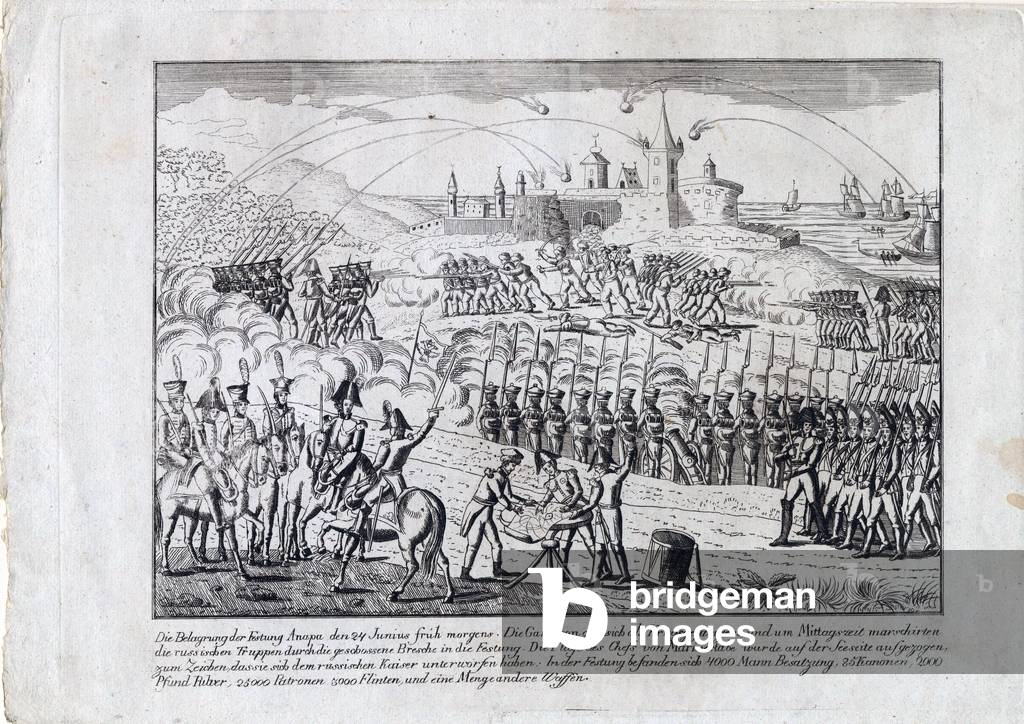 Russo-Turkish War of 1828-29-The Siege of the Anapa Fortress on June 23, 1828-29 (copper engraving)