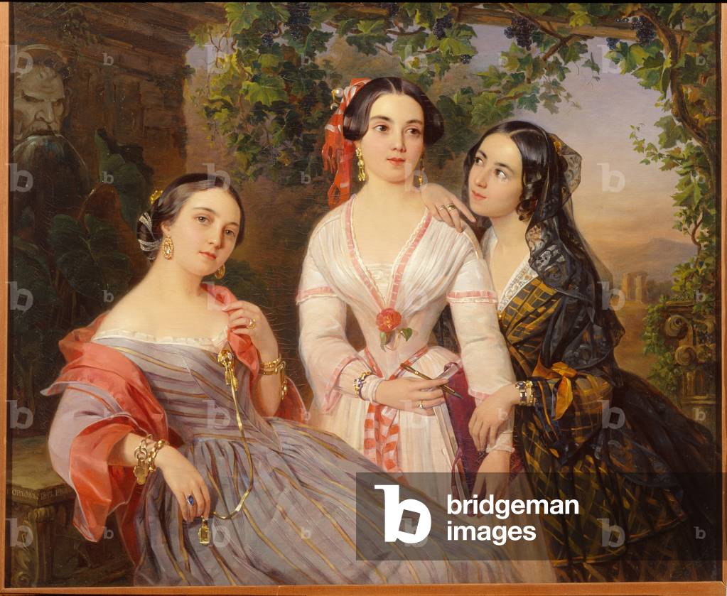 Portraits of sisters the Countess Elisabeth Salias de Tournemire (1815-1892), 1847 (oil on canvas)