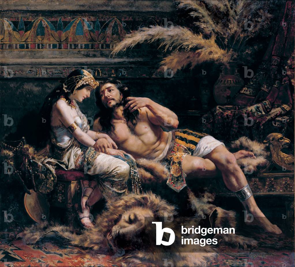 图像Samson and Delilah, 1887 (oil on canvas) by Echenagusia