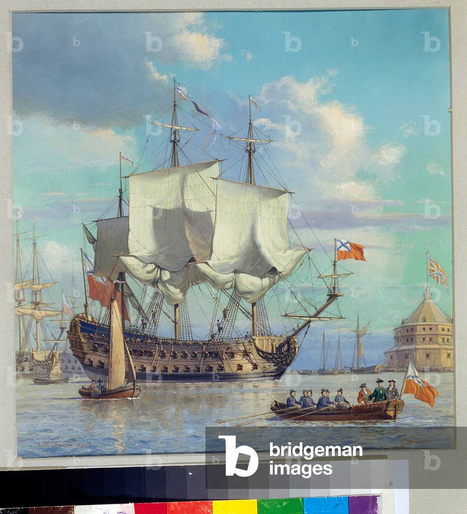 Russian Second Rate Ship of the Line Lesnoe, 1718, 2001-2002 (watercolour)