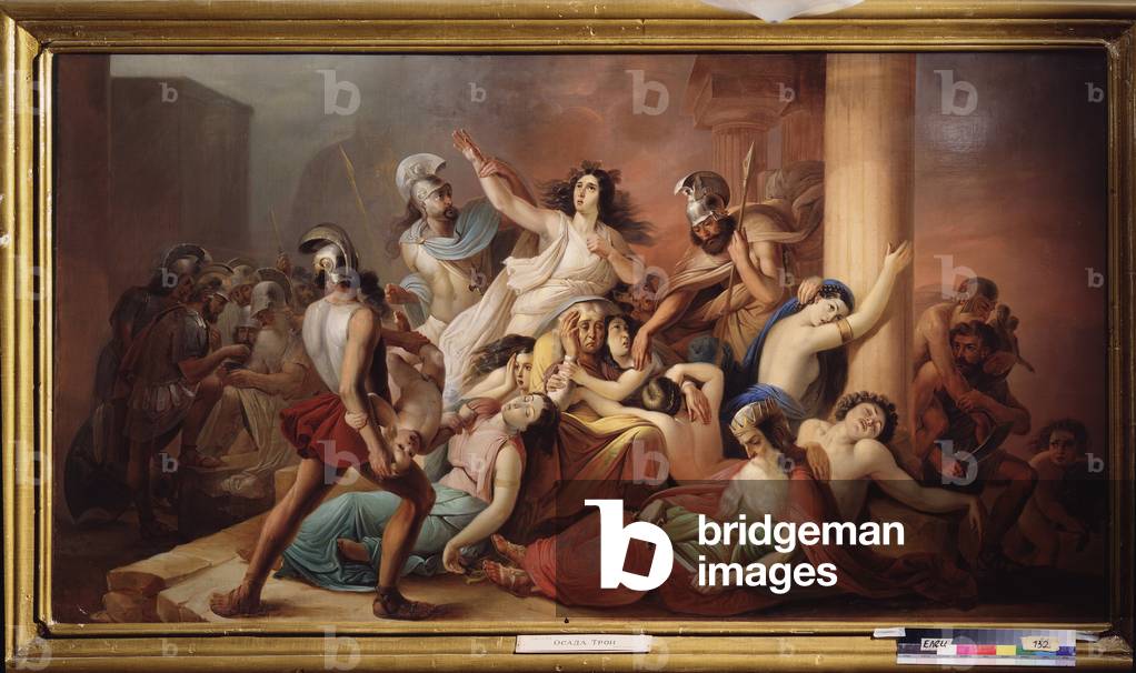 I guerrieri greci vittoriosi della leggendaria sede della città, XIX secolo (olio su tela)