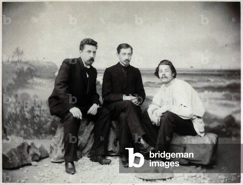 Maxim Gorky, Ivan Bunin (Bounine) (1870-1953) and Nikolai Teleshov (Nikolaj Telesov) (1867-1957) (photograph)