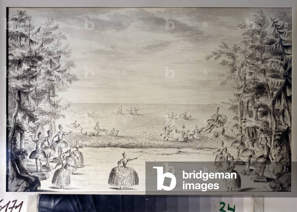 Decor preparatoire pour le Ballet Americain (Stage Design for the American Ballet), c.1760 (sepia and chinese 