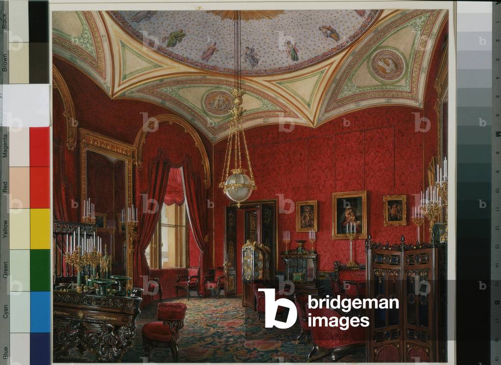 Interiors of the Winter Palace (Winter Palace In Saint Petersburg), 19th century (watercolour on paper)
