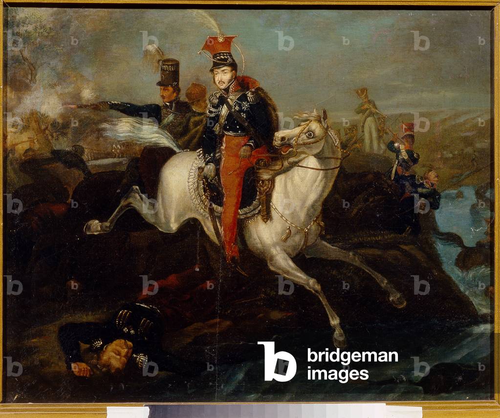 The Death of Prince Josef Poniatowski, at the Battle of Leipzig, 16th October 1813 (oil on canvas)