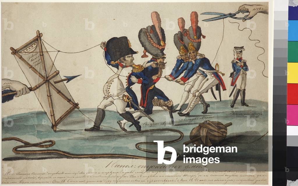 Napoleon Flying Kite, 1813 (acquerello)