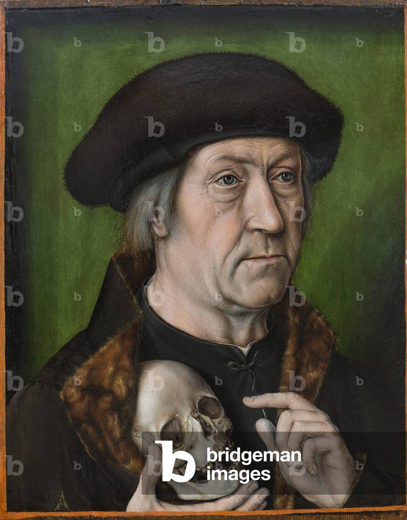 Self-portrait with a skull, c.1520 (oil on wood)