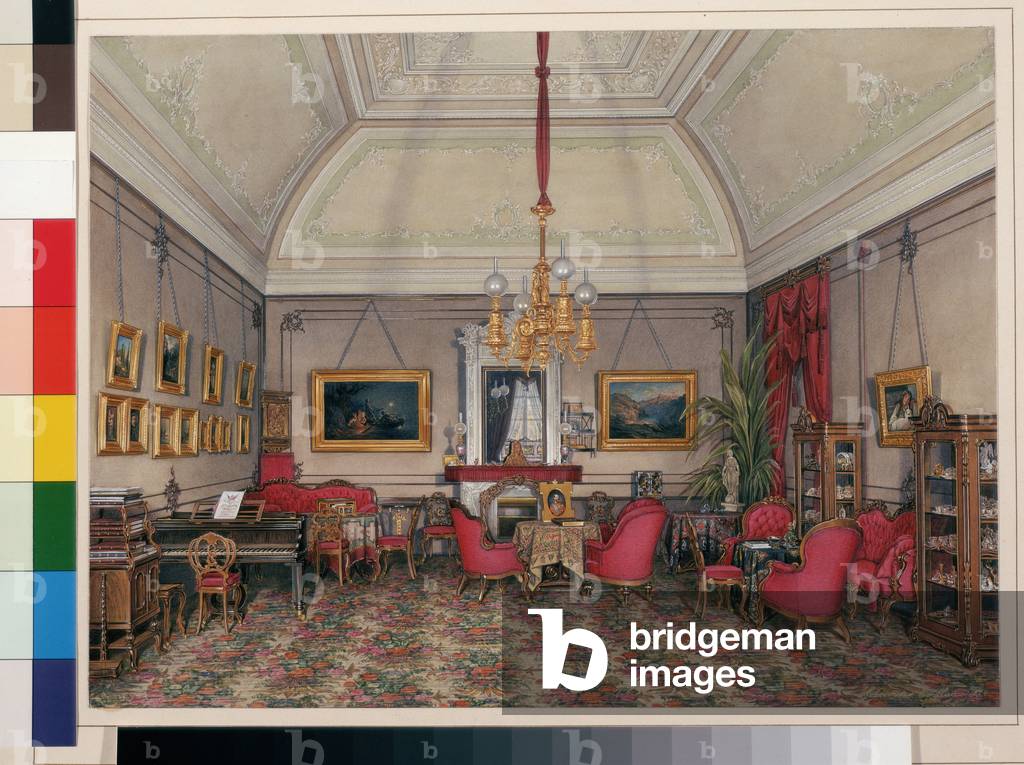 Interiors of the Winter Palace : The Fifth Reserved Apartment,  (watercolour on paper)