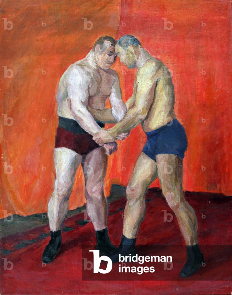 The Wrestlers, 1930 (oil on canvas)