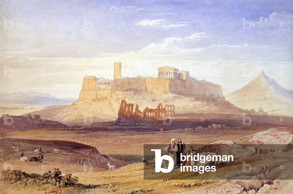 View of Athens with the Acropolis and the Odeon of Herodes Atticus, 19th century (oil on canvas)