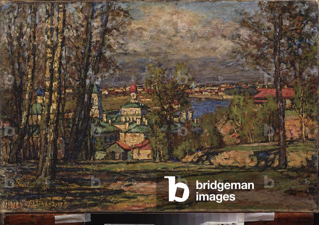 View of Moscow from Vorobievy Gori (Monts des Moineaux) (on the right bank of the Moscova), 1913 (oil on canvas)