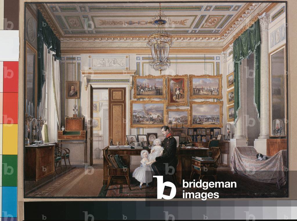 Interiors of the Winter Palace (Winter Palace In Saint Petersburg), 1850s (watercolour on paper)