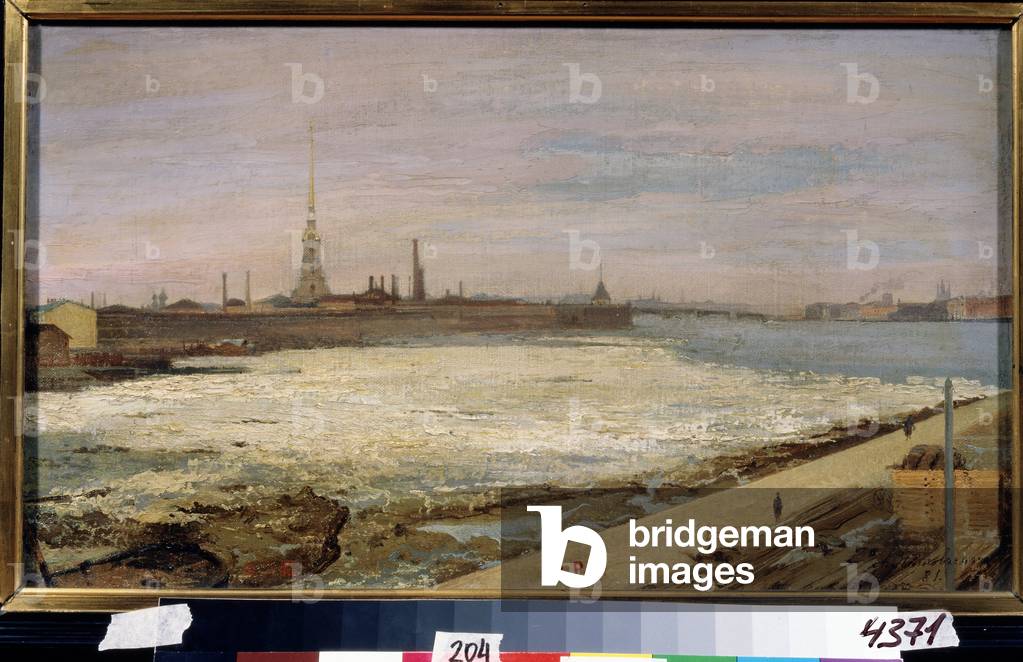 The derive of ice on the Neva river in Saint Petersburg (Ice Drifting in St Petersburg), 1881 (oil on canvas)