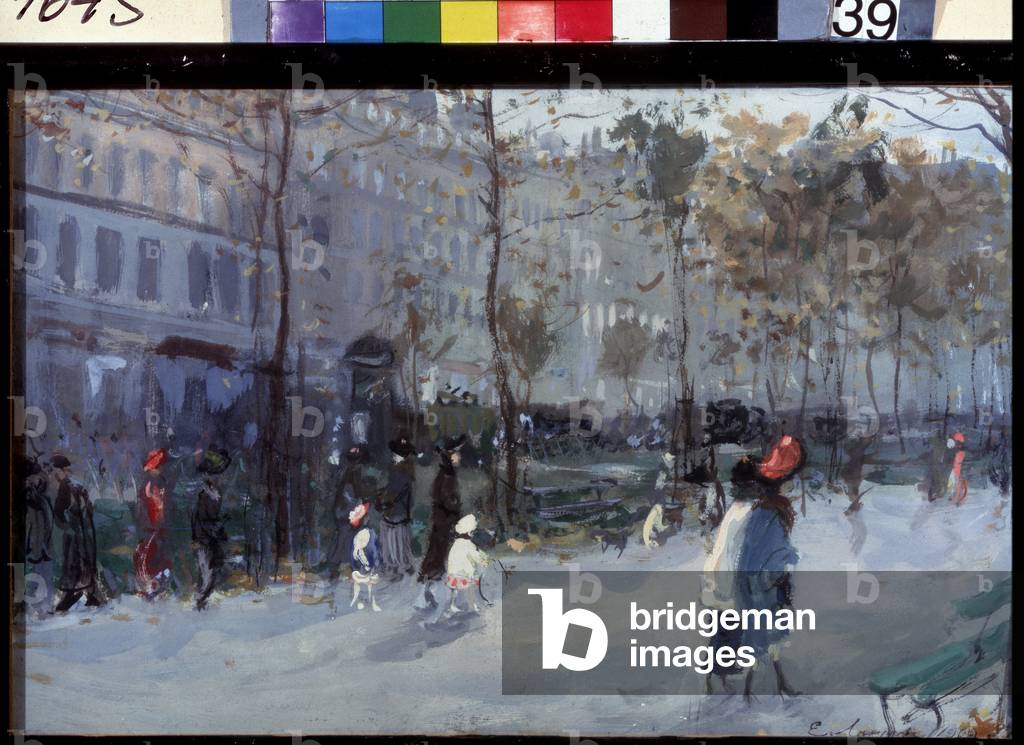 Boulevard in Paris, 1909 (oil on canvas)